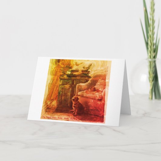 私の幸せな場所：本。鳥。犬 シーズンカード (正面)