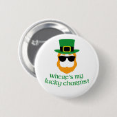 私の幸運なチャームはどこにありますか。 セントパトリック日の小妖精 缶バッジ (正面&裏面)