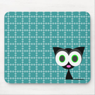 私の幸運な黒猫の青くパターン(の模様が)あるなマウスパッド マウスパッド