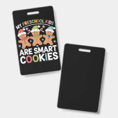 私の幼稚園の子供たちは賢いクッキー教師クリスマス バッジ (正面＆裏面)