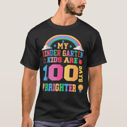 私の幼稚園の子供たちは100日明るい虹 Tシャツ (正面)