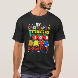 私の幼稚園の学生は100人の日より明るい茶 Tシャツ