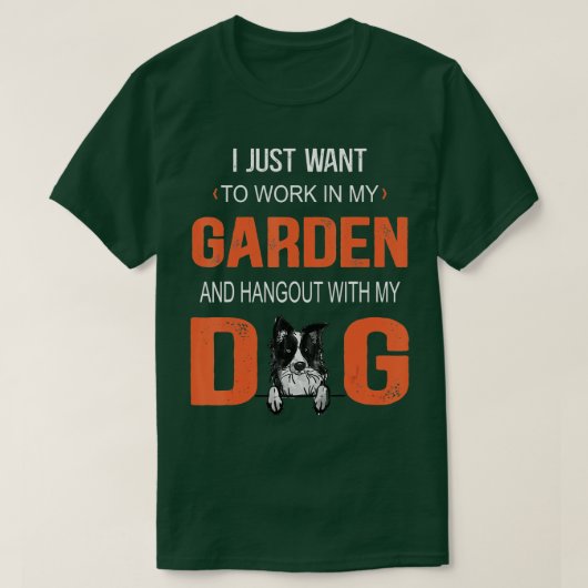 私の庭で働き、私の犬Cと二日酔い縁どす Tシャツ (デザイン正面)