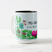 私の庭は私の幸せな場所のマグカップ ツートーンマグカップ (正面左)