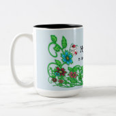 私の庭は私の幸せな場所のマグカップ ツートーンマグカップ (左)