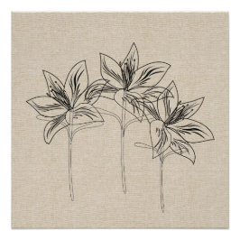 私の庭ユリのスケッチのキャンバスのコラージュ ポスター