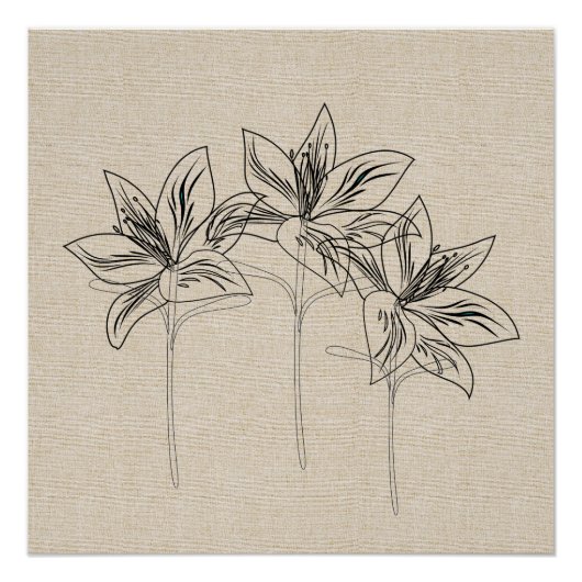 私の庭ユリのスケッチのキャンバスのコラージュ ポスター (正面)