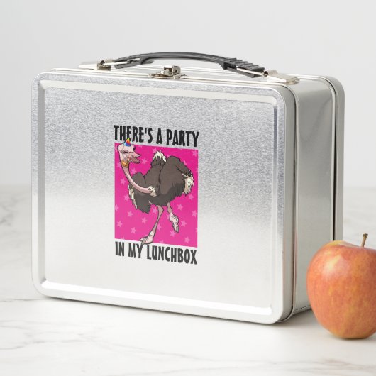 私の弁当箱の漫画ダチョウにパーティーがある メタルランチボックス (インサイチュ)