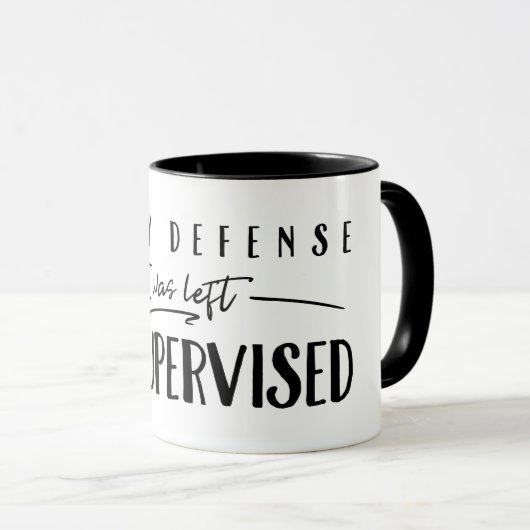 私の弁護で私は監督され離れないタイポグラフィだった マグカップ (正面右)