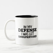 私の弁護の下、私は監離れ督されないおもしろいことわざ ツートーンマグカップ (左)