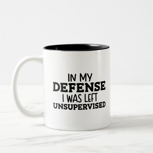 私の弁護の下、私は監離れ督されないおもしろいことわざ ツートーンマグカップ (左)