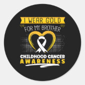 私の弟の衣服小児がんのハート金ゴールド ラウンドシール (正面)