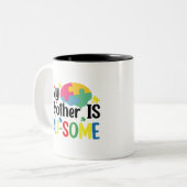 私の弟はオソーム自閉症意識兄弟姉妹 ツートーンマグカップ (正面左)