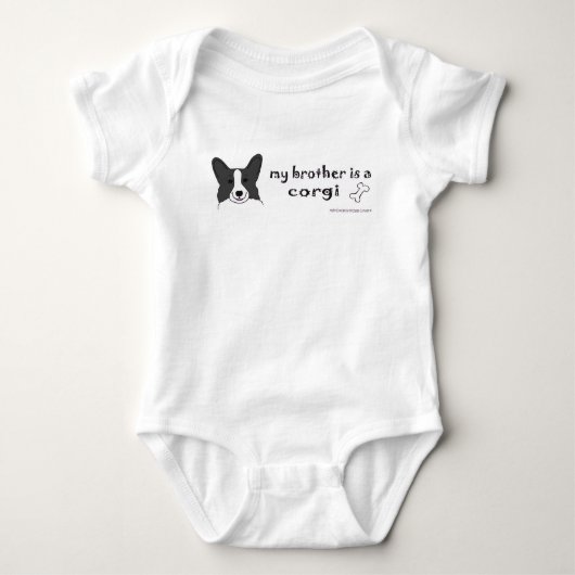 私の弟はコーギーです ベビーボディスーツ (正面)