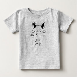 「私の弟はコーギー」 かわいい犬好き家族 ベビーTシャツ