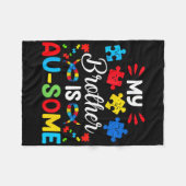 私の弟は自閉症の意識兄弟姉妹 フリースブランケット (正面(横))