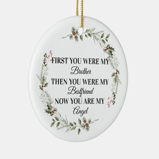 私の弟、私の天使のオーナメント、感傷的な記念碑 セラミックオーナメント (右)