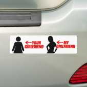 私の彼女の方があなたの彼女よりかわいい バンパーステッカー (車上)