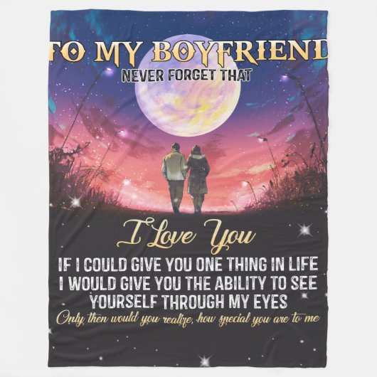 私の彼氏には、あなたを愛している フリースブランケット (正面)