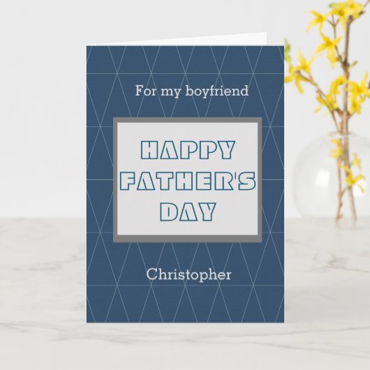 私の彼氏のための青と灰色の父の日 カード (黄色い花)