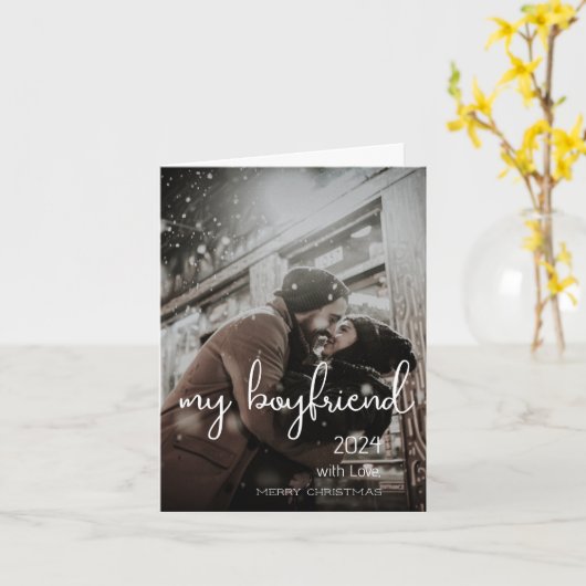 私の彼氏メリークリスマスウィーズ休日の写真 カード (黄色い花)