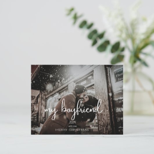 私の彼氏メリークリスマス休暇の願い写真 ポストカード (スタンド正面)