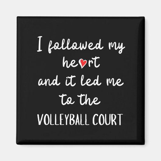 私の後を追ハートと私はバレーボールに行った マグネット (正面)