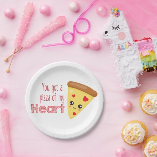 私の得ハートのピザかわいいピザパン ペーパープレート (パーティー)