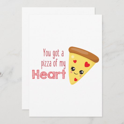 私の得ハートのピザかわいいピザパン 招待状 (正面/裏面)