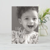 私の得最初の歯の女の子のパーソナライズされたフォトカード シーズンカード (スタンド正面)