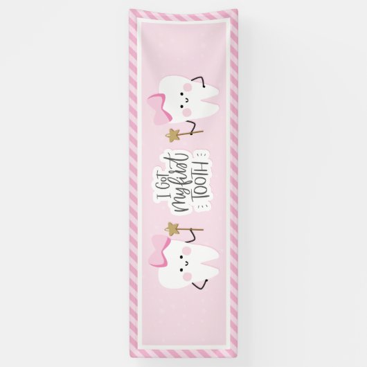 私の得第1歯のベビーガールパーティーの装飾。 横断幕 (縦)