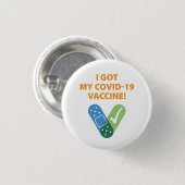 私の得COVID-19ワクチン!バンデイドホワイトオレンジ 缶バッジ (正面&裏面)
