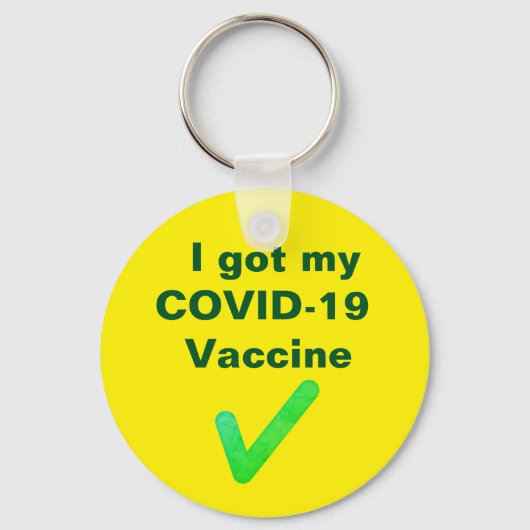 私の得COVID-19ワクチン。ボタン キーホルダー (正面)