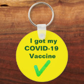 私の得COVID-19ワクチン。ボタン キーホルダー (正面)