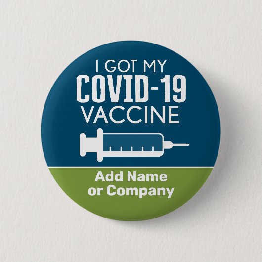 私の得Covid-19ワクチン – 会社名の追加 缶バッジ (正面)