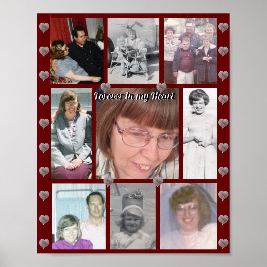 私の心に永遠に フォトコラージュ ハート 赤 ポスター (正面)