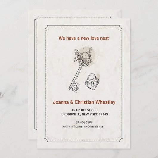 私の心の鍵 新しい家の発表 案内状 (正面/裏面)