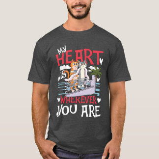 私の心はあなたがどこにいるか 猫 ネコ好き フレンド Tシャツ