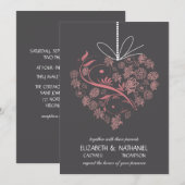 私の心はあなたに結ばれている ウェディング招待状 - チャコール 招待状 (正面/裏面)