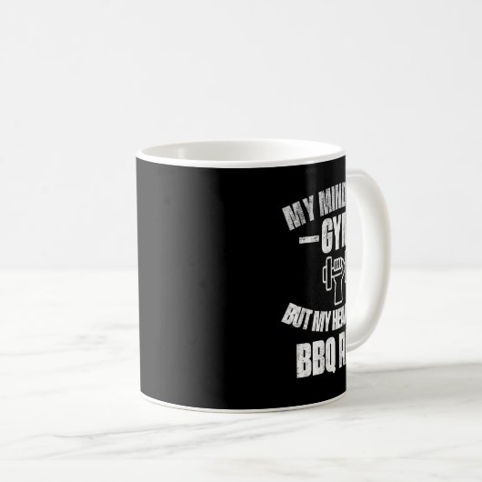 私の心はジムと言うが、私のハートはBbq Riblibs Barbecと言う コーヒーマグカップ (正面右)
