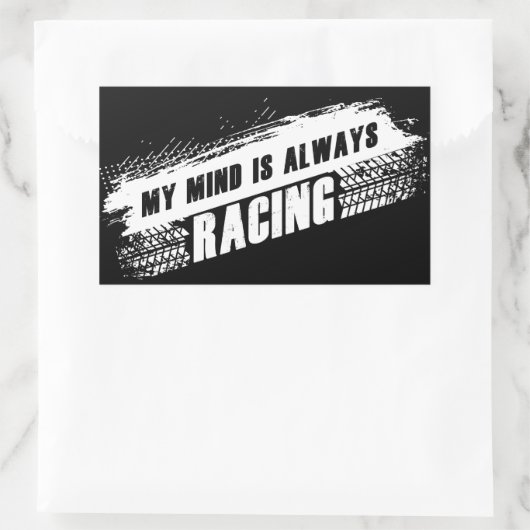 私の心は常に男性と女性の車の恋人をレース 長方形シール (バッグ)