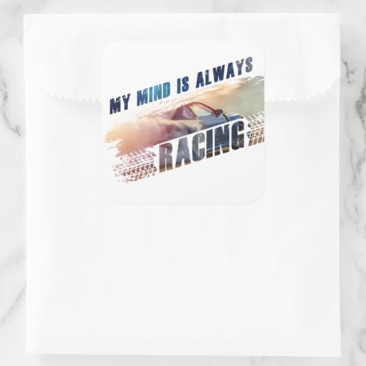 私の心は常に男性と女性の車の愛をレース スクエアシール (バッグ)