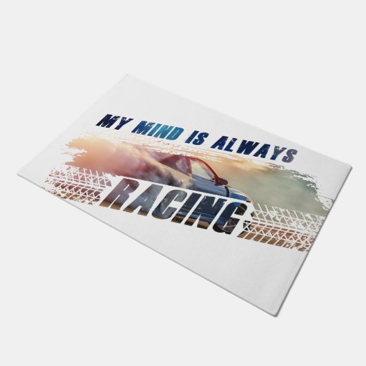 私の心は常に男性と女性の車の愛をレース ドアマット (アングル)