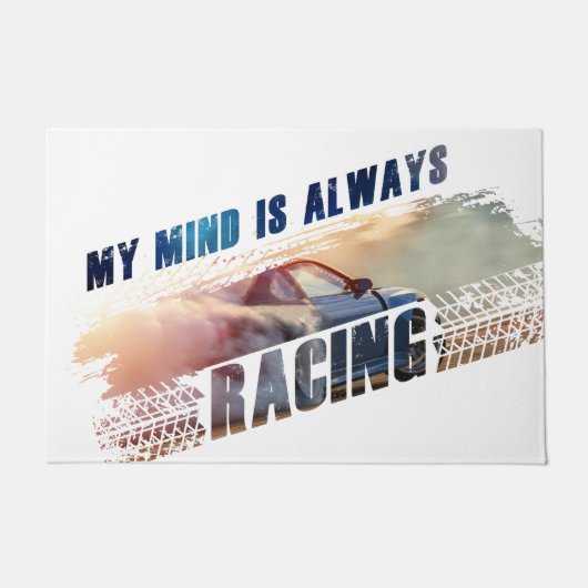 私の心は常に男性と女性の車の愛をレース ドアマット (正面)