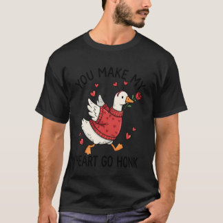 私の心をホンクとさせるバレンタインのシリー・グース wi tシャツ