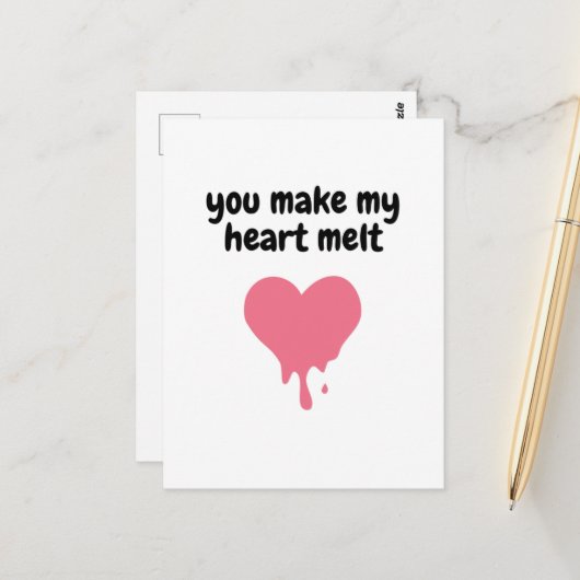 私の心を溶かす | かわいいラブ ピンク 溶ける ポストカード (正面/裏面インサイチュ)