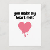 私の心を溶かす | かわいいラブ ピンク 溶ける ポストカード (正面)