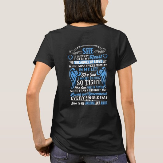 私の心臓の鼓動ごとに存在する私の祖母の天使 Tシャツ (裏面)