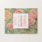 私の思い出お気に入りのは、おばあちゃんピンクのバラと一緒 ジグソーパズル (横)