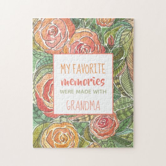 私の思い出お気に入りのは、おばあちゃんピンクのバラと一緒 ジグソーパズル (縦)